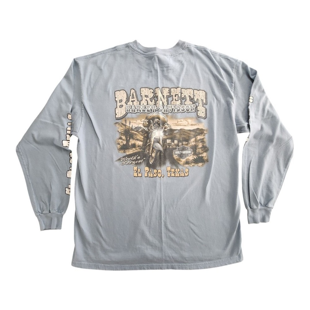 Vintage Harley Davidson T Shirt Mens Size‎ Large Blue Y2K Barnett El Paso Texas